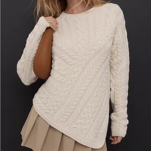 🆕 Anthropologie crew-neck asymmetric cable-knit sweater